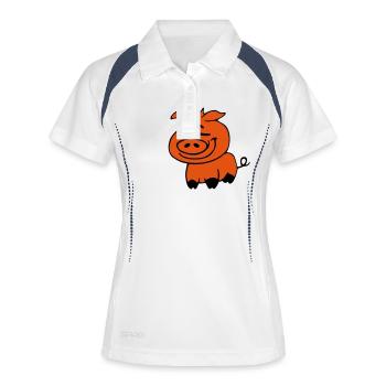 Mignon Mignon Dessin Animé Bande Dessinée Porcelet Cochon - Polo respirant Femme - blanc/marine - Devant