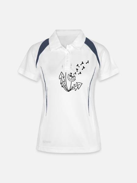 Dessin de pissenlit pissenlit Ligne - Polo respirant Femme - blanc/marine