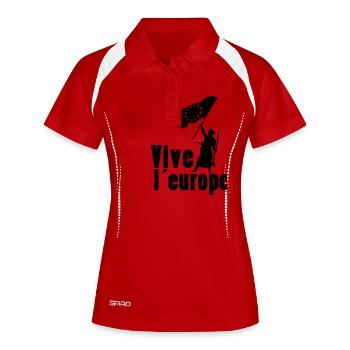 Vive l´europe - Frauen Polo atmungsaktiv - Weiß/Navy - Vorne