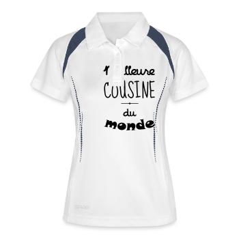 Onkel / Tante / Vetter / Cousin / Kusine - Frauen Polo atmungsaktiv - Weiß/Navy - Vorne