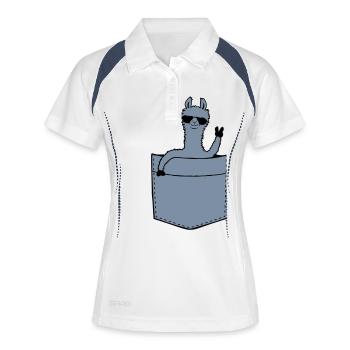 Comic Hemdtasche Lama - Frauen Polo atmungsaktiv - Weiß/Navy - Vorne