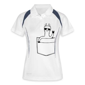 Hemdtasche Comic Lama - Frauen Polo atmungsaktiv - Weiß/Navy - Vorne