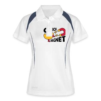 Casanova Chick Magnet Frauenheld - Frauen Polo atmungsaktiv - Weiß/Navy - Vorne