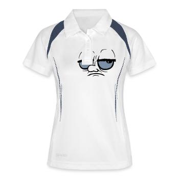 Dessin animé ennuyé les yeux roulants - Polo respirant Femme - blanc/marine - Devant