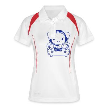 Duck Gamer Gaming Controller Casque Chaise Assise - Polo respirant Femme - blanc/marine - Devant