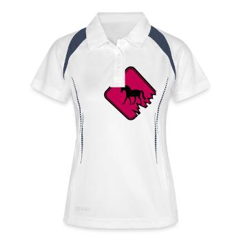 Licorne Signe d’avertissement Danger Prudence Mignon - Polo respirant Femme - blanc/marine - Devant