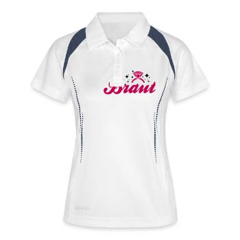 JGA T-Shirt - Braut T-Shirt - Junggesellenabschied - Frauen Polo atmungsaktiv - Weiß/Navy - Vorne