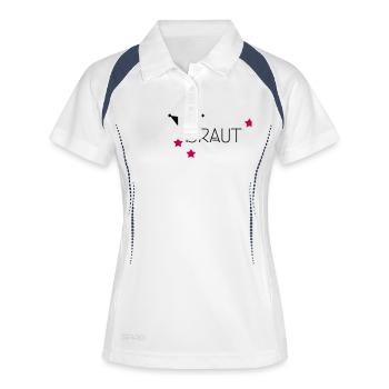 Junggesellinnenabschied BRAUT - Frauen Polo atmungsaktiv - Weiß/Navy - Vorne