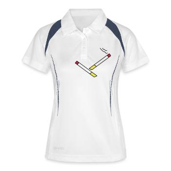 zigarette5 - Frauen Polo atmungsaktiv - Weiß/Navy - Vorne
