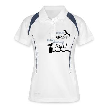 Therapie Sylt - Frauen Polo atmungsaktiv - Weiß/Navy - Vorne