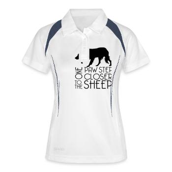 one paw step closer... - Frauen Polo atmungsaktiv - Weiß/Navy - Vorne