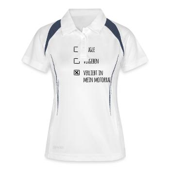 Verliebt in mein Motorrad - Frauen Polo atmungsaktiv - Weiß/Navy - Vorne