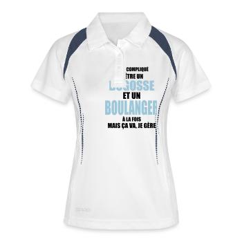compliqué d'être un bogosse et un boulanger - Polo respirant Femme - blanc/marine - Devant