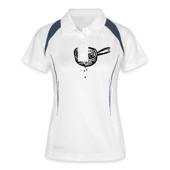 Sieb, abgießen, absieben, abseihen - Frauen Polo atmungsaktiv - Weiß/Navy - Vorne