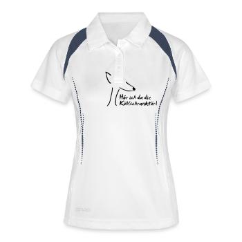 podenco kuehleschrank - Frauen Polo atmungsaktiv - Weiß/Navy - Vorne