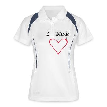 zuckersuess herz - Frauen Polo atmungsaktiv - Weiß/Navy - Vorne