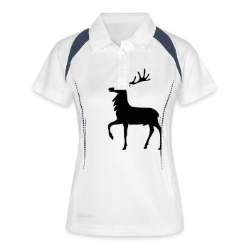 Hirsch - Frauen Polo atmungsaktiv - Weiß/Navy - Vorne