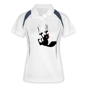 chat noir rebel ! - Polo respirant Femme - blanc/marine - Devant