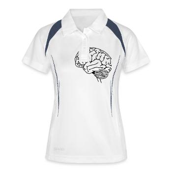 Hirn Gehirn - Frauen Polo atmungsaktiv - Weiß/Navy - Vorne