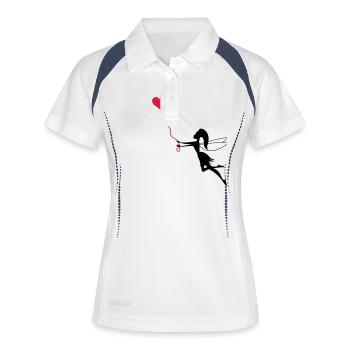 fee_in_love - Frauen Polo atmungsaktiv - Weiß/Navy - Vorne