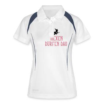 hexen_duerfen_das_12_2016_02_2c - Frauen Polo atmungsaktiv - Weiß/Navy - Vorne
