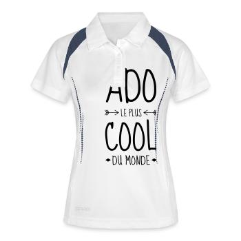 adolescent / enfant / ado / adolescente - Polo respirant Femme - blanc/marine - Devant
