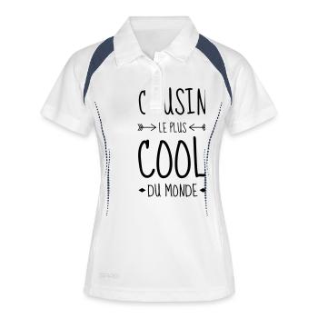 Onkel / Tante / Vetter / Cousin / Kusine - Frauen Polo atmungsaktiv - Weiß/Navy - Vorne