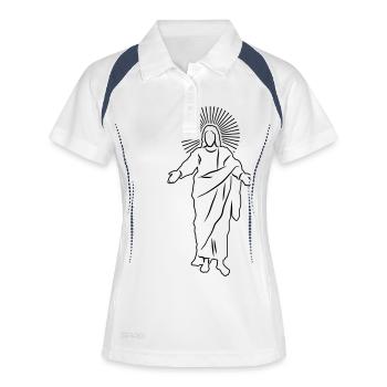 Jésus - Dieu - Christ - Bible croyant catholique - Polo respirant Femme - blanc/marine - Devant