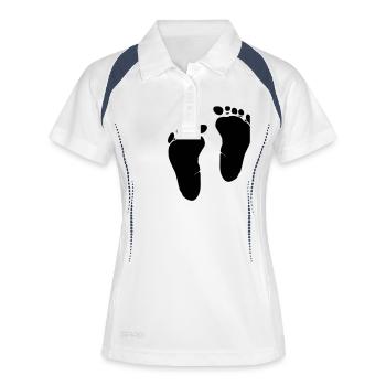 Mensch - Abdruck Füße - Frauen Polo atmungsaktiv - Weiß/Navy - Vorne