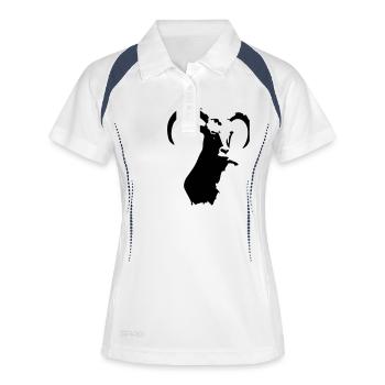 steinbock tier - Frauen Polo atmungsaktiv - Weiß/Navy - Vorne