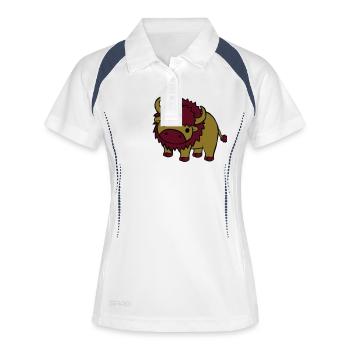 Süßes großes Bison - Frauen Polo atmungsaktiv - Weiß/Navy - Vorne