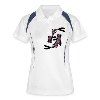2 Poissons Koi Nishikigoi - Polo respirant Femme - blanc/marine - Devant