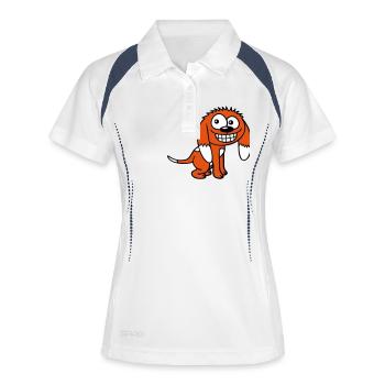 Dog looks funny grin happy smile fun - Women's Polo breathable - white/navy - Front