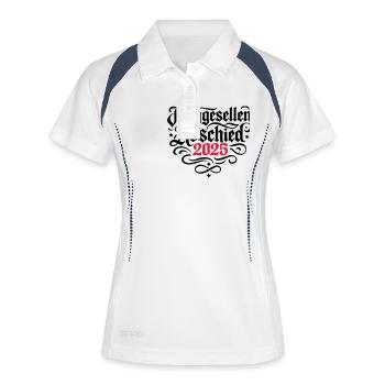 Junggesellenabschied 2025 - Frauen Polo atmungsaktiv - Weiß/Navy - Vorne