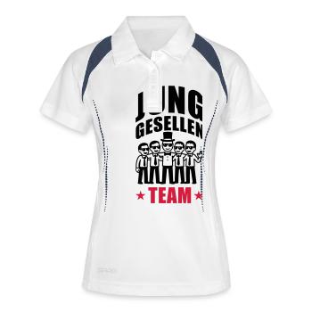 Junggesellen Team Jga - Frauen Polo atmungsaktiv - Weiß/Navy - Vorne