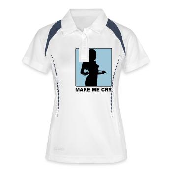 Make Me Cry - Frauen Polo atmungsaktiv - Weiß/Navy - Vorne