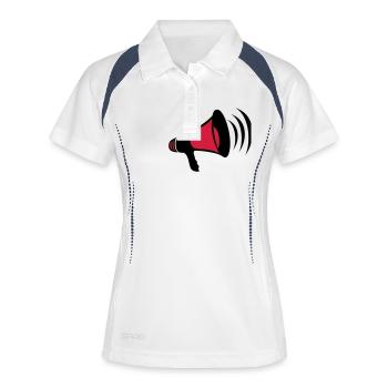 mega, megaphone, megaphone, demonstrate, call, cry - Women's Polo breathable - white/navy - Front