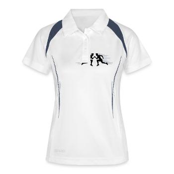 team couple 2 friends speed sport race sprinting f - Women's Polo breathable - white/navy - Front