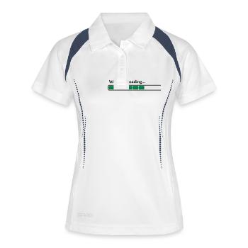 wedding loading 80% - Frauen Polo atmungsaktiv - Weiß/Navy - Vorne