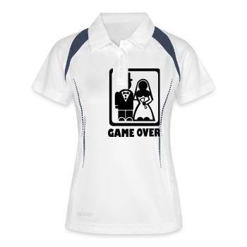 Game over - Frauen Polo atmungsaktiv - Weiß/Navy - Vorne