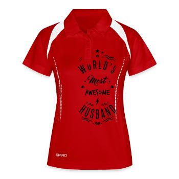 AWESOME HUSBAND - Women's Polo breathable - white/navy - Front