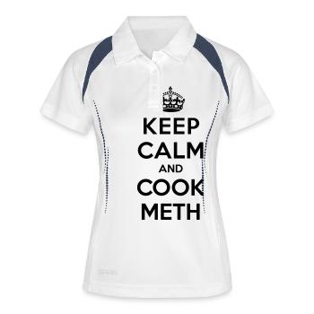 Keep calm and cook meth (Breaking Bad) - Polo respirant Femme - blanc/marine - Devant