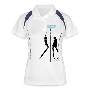Never Alone II - Frauen Polo atmungsaktiv - Weiß/Navy - Vorne