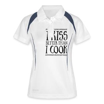 I Kiss Better Than I Cook - Frauen Polo atmungsaktiv - Weiß/Navy - Vorne