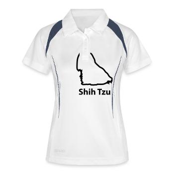 Shih Tzu - Frauen Polo atmungsaktiv - Weiß/Navy - Vorne