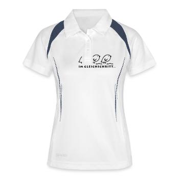 Tweetlercools - IM GLEICHSCHRITT - Frauen Polo atmungsaktiv - Weiß/Navy - Vorne