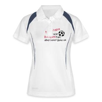 Mein Papa ist Bayern Fan - Frauen Polo atmungsaktiv - Weiß/Navy - Vorne