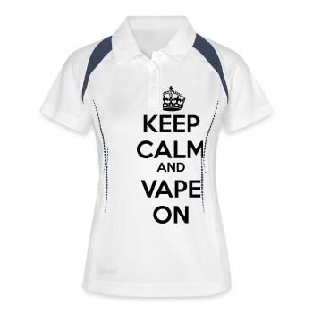 Keep Calm And Vape On 1 - Frauen Polo atmungsaktiv - Weiß/Navy - Vorne
