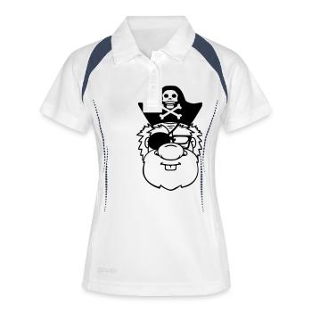 kopf gesicht pirat kapitaen matrose seeraeuber sae - Frauen Polo atmungsaktiv - Weiß/Navy - Vorne