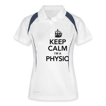 Keep Calm I´m A Physio - Frauen Polo atmungsaktiv - Weiß/Navy - Vorne